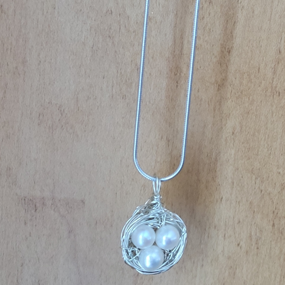 Pearls in the Nest Sterling Silver Necklace